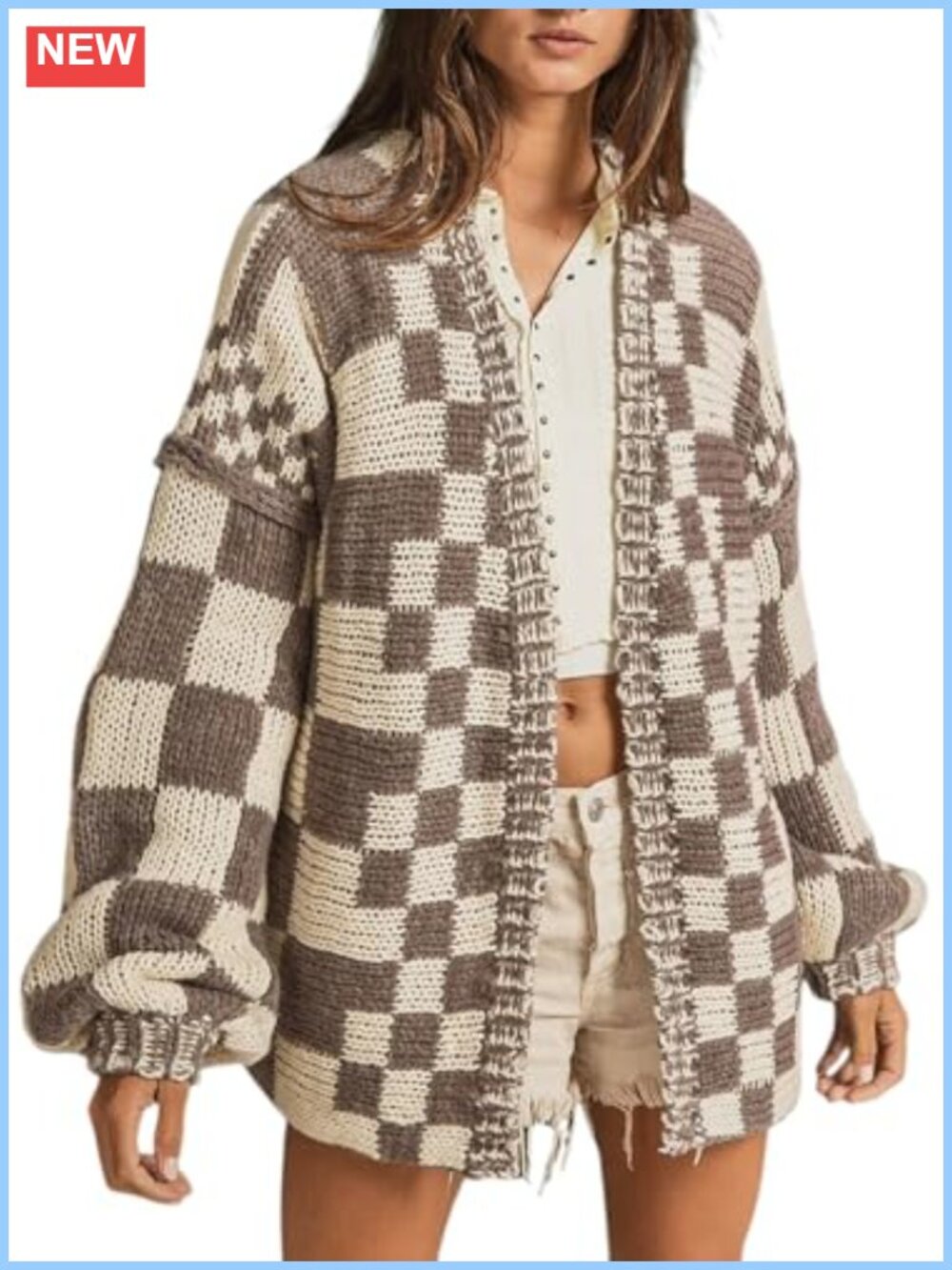 Chunky Cable Knit Cardigan Sweater 100% Acrylic Loose Fit Long Sleeve